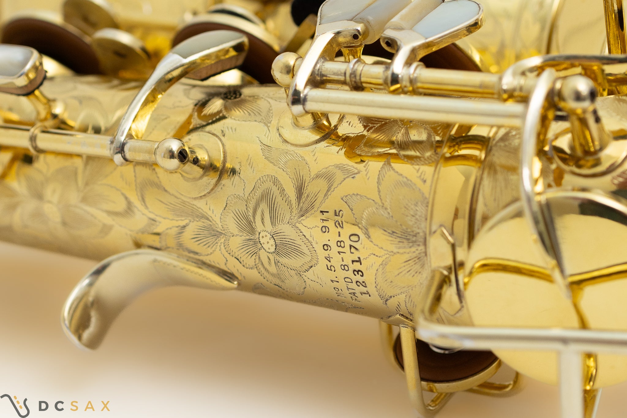 Rare 1929 King Voll-True "King De Luxe" Alto Saxophone, Gold Plated, Full Pearls, Elaborate Engraving, Video