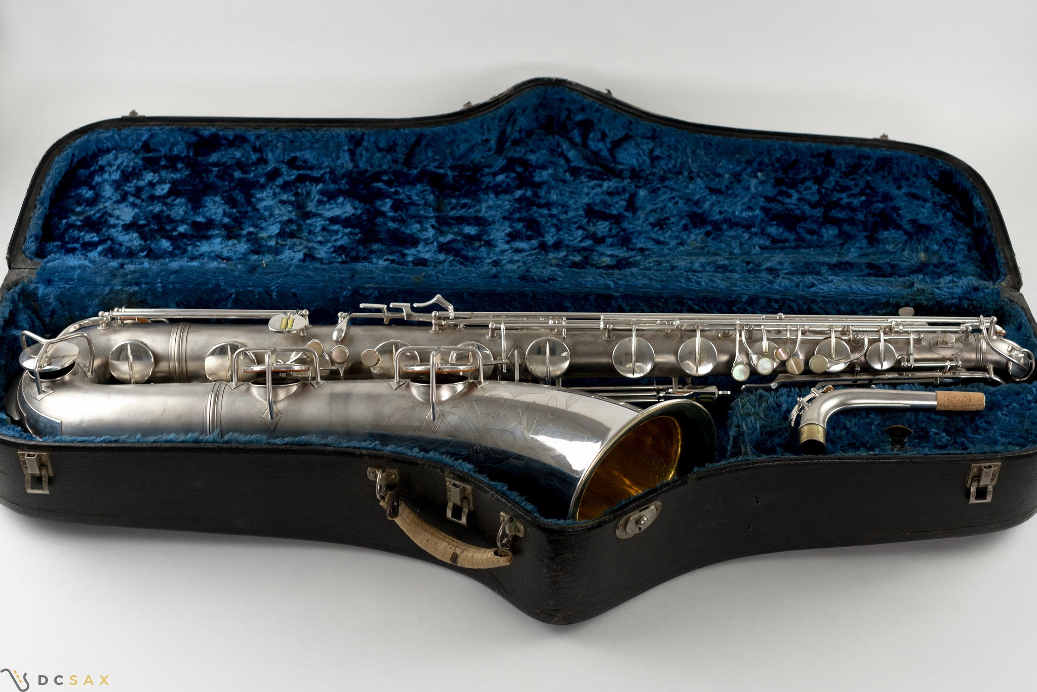 1945 Conn 12M Baritone Saxophone, Silver, Rolled Tone Holes, Overhaul